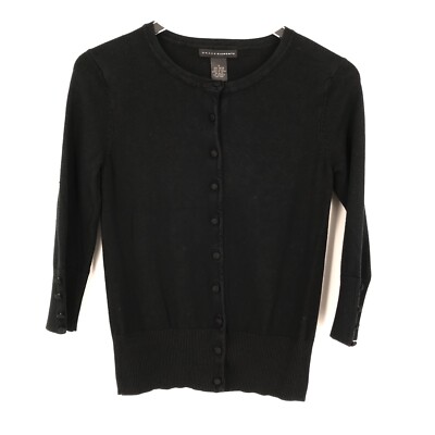 Grace Elements Womens Sweater Small Black Cardigan 3/4 Long