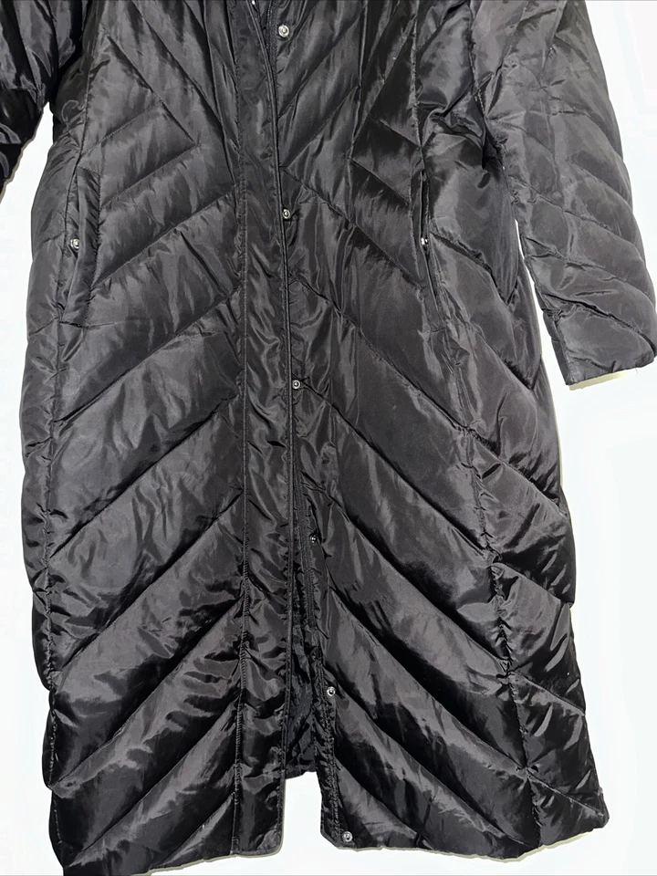 Abrigo de plumón negro acolchado Larry Levine con capucha para mujer XL Foto 2 de 4