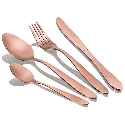 Besteck 24 Teile Edelstahl Mattes Gold, Set 6 Personen, Modernes Design  Berling
