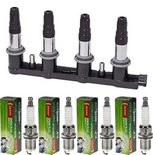 ABAKUS Zündspule + 4x DENSO Zündkerze für Saab 9-5 Kombi YS3E 2.3 Turbo