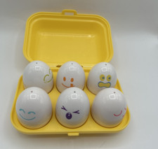 Vintage 1993 Tomy Egg Chick Sorting Matching Toy Hide N Squeak Egg Yellow Carton