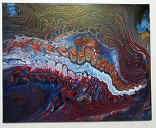 ORIGINAL Acrylbild Leinwand 40×50cm Fluid Painting Acrylic Pouring Abstrakt