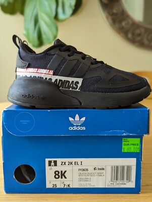 Adidas ZX 2K EL I Boost Black/White/Red Little Kids SIZE 8K EXCELLENT, WORN  ONCE | eBay