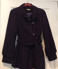 Forever Women Wool Trench Coat Outerwear In Purple Size Small
