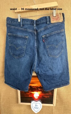 Levi's 501 red tab men's blue denim shorts button fly 36W 9L