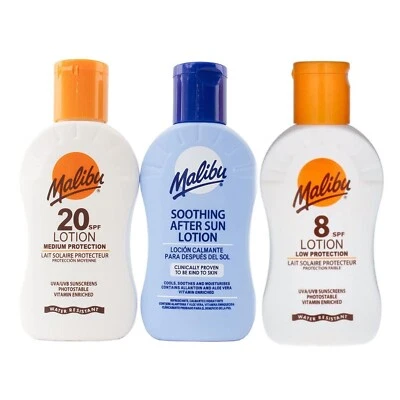 Malibu Sun Travel Essentials Sun Protection SPF 8 SPF 20 & After Sun Lotion