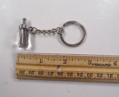 Baby Bottle Mini 3 in. Keychain Metal & Glass Jewelry Accessory Baby Shower Gift - Picture 5 of 6