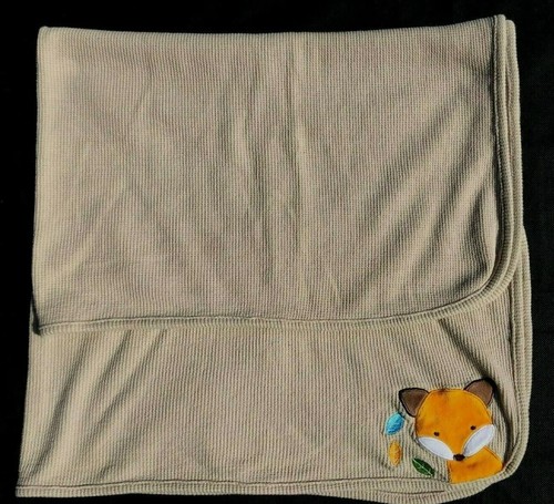 Just Born Baby Receiving Blanket Orange Fox Brown Cotton Thermal Weave Swaddle - Picture 6 of 10