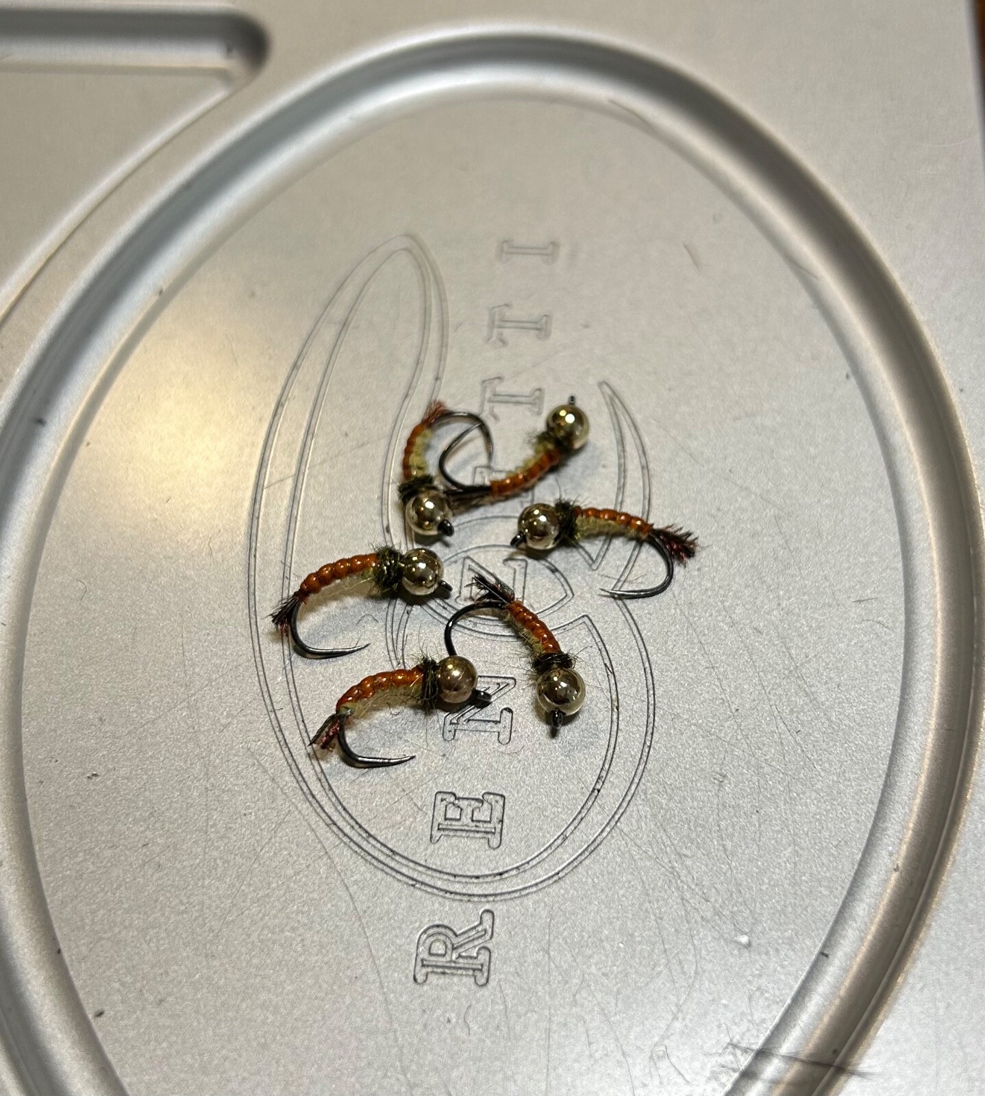 Six (6) Gti Caddis euro nymph. Fly size 12 3.8 mm tungsten bead. Egan