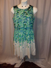 CHARTER CLUB Multicolor Floral Print Sleeveless Fit  Flare Dress SIZE 16