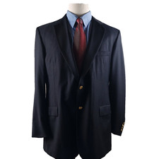 Jos A Bank Signature Collection Gordon 44L Wool Gold Btns Charcoal Black Blazer