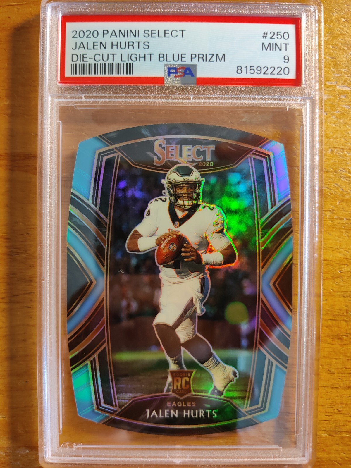 JALEN HURTS JH EAGLES 2020 SELECT DIE CUT LIGHT BLUE #250 PSA 9 MINT RC ROOKIE