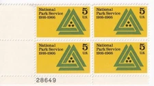 STAMP US SCOTT 1314 "National Park Services" 5 CENT 1966 MNH PB OF 4 LL- B