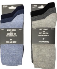 *** 6 PAIRS *** MENS LOOSE SOFT GRIP TOP COMFORT FIT SOCKS BY SOXS AND MORE