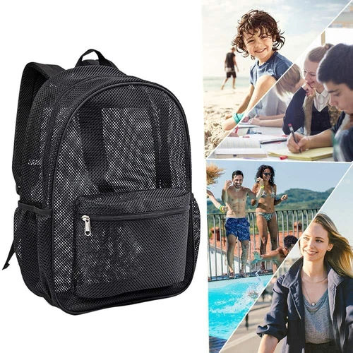 Mochila escolar de malla transparente resistente transparente para estudiantes hombres mujeres - Imagen 12 de 26