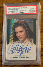 2015 Topps Star Wars PRINCESS LEIA Carrie Fisher OnCrd AUTO Prism 48/50 PSA 9 10