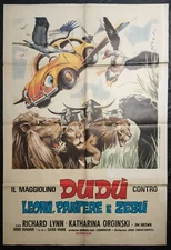 poster 2F THE BEETLE DUDU' AGAINST LEIONS PANTHER AND ZEBU' O109
