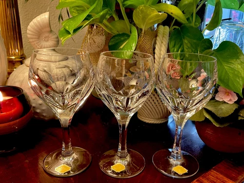 Vintage New With Tags Ech Bleikristall 24% Lead Crystal Wine Glasses 3 6.25”
