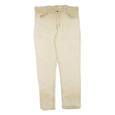 CARHARTT Homme Coton Mélange Beige Coupe Standard Pantalon Jambes Droites W36 - Photo 1/4