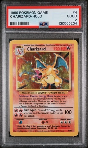 1999 Pokemon Base Set Holo Charizard #4 PSA 2