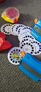 View Master 3D Viewers Lot w/ Reels (Blue & Red) and Yellow Reel Case