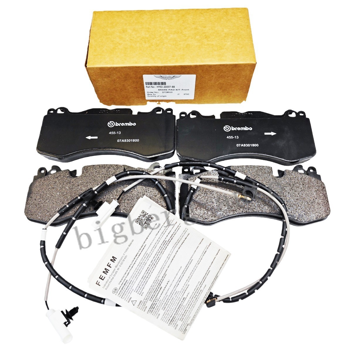 NEW  Front Brake Pads For  Aston Martin DB11, HY53-2D007-BB + FREE SENSOR