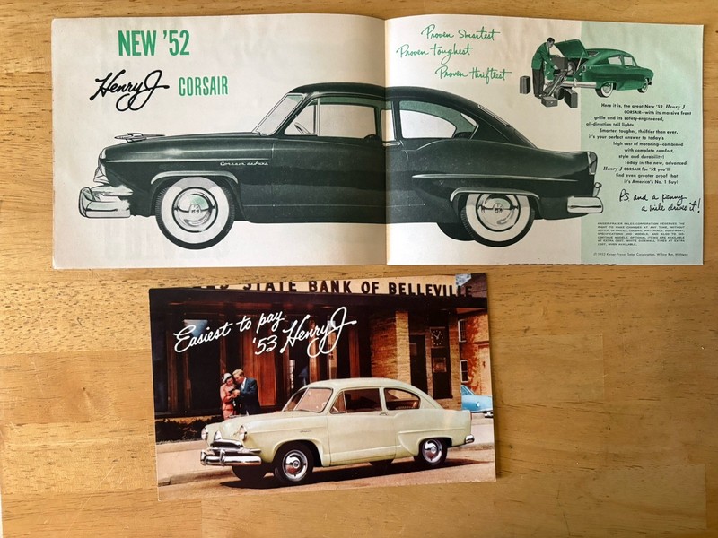 Kaiser Henry J Sales Brochure Postcard Lot 1952 1953