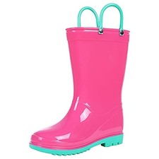 Kids Rain Boots for Boys Girls Waterproof Toddler Rain 4 Big Kid Hot Pink