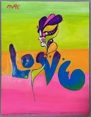 Peter Max Drawing on paper (Handmade) signed and stamped mixed media.