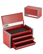 VEVOR Tool Box 8.6-inch Portable Metal Tool Box 3 Drawers Tool Organizer Red