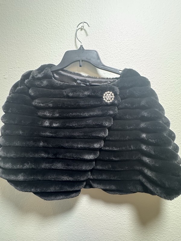 Nina Leonard Black Rhinestone Lined Short Sleeve Bolero Shrug Jacket Size L