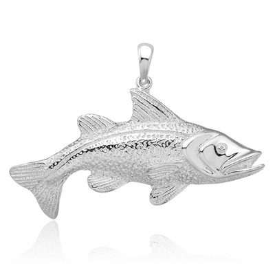925 Sterlingsilber großer roter Fisch Anhänger Halskette 32 mm 1-1/4 Zoll poliert