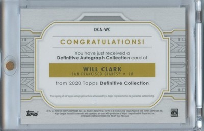 Will Clark 2020 Topps Definitive Inscription Auto Autograph