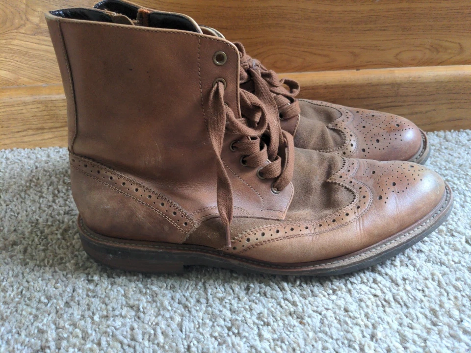 Botas de cuero Kenneth Cole Reaction para hombre talla 10,5 Oxford con cordones y cremallera lateral Foto 2 de 4