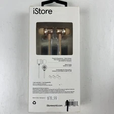 I-Store Gold Metallic Earbuds Dynamic Stereo Sound w Microphone
