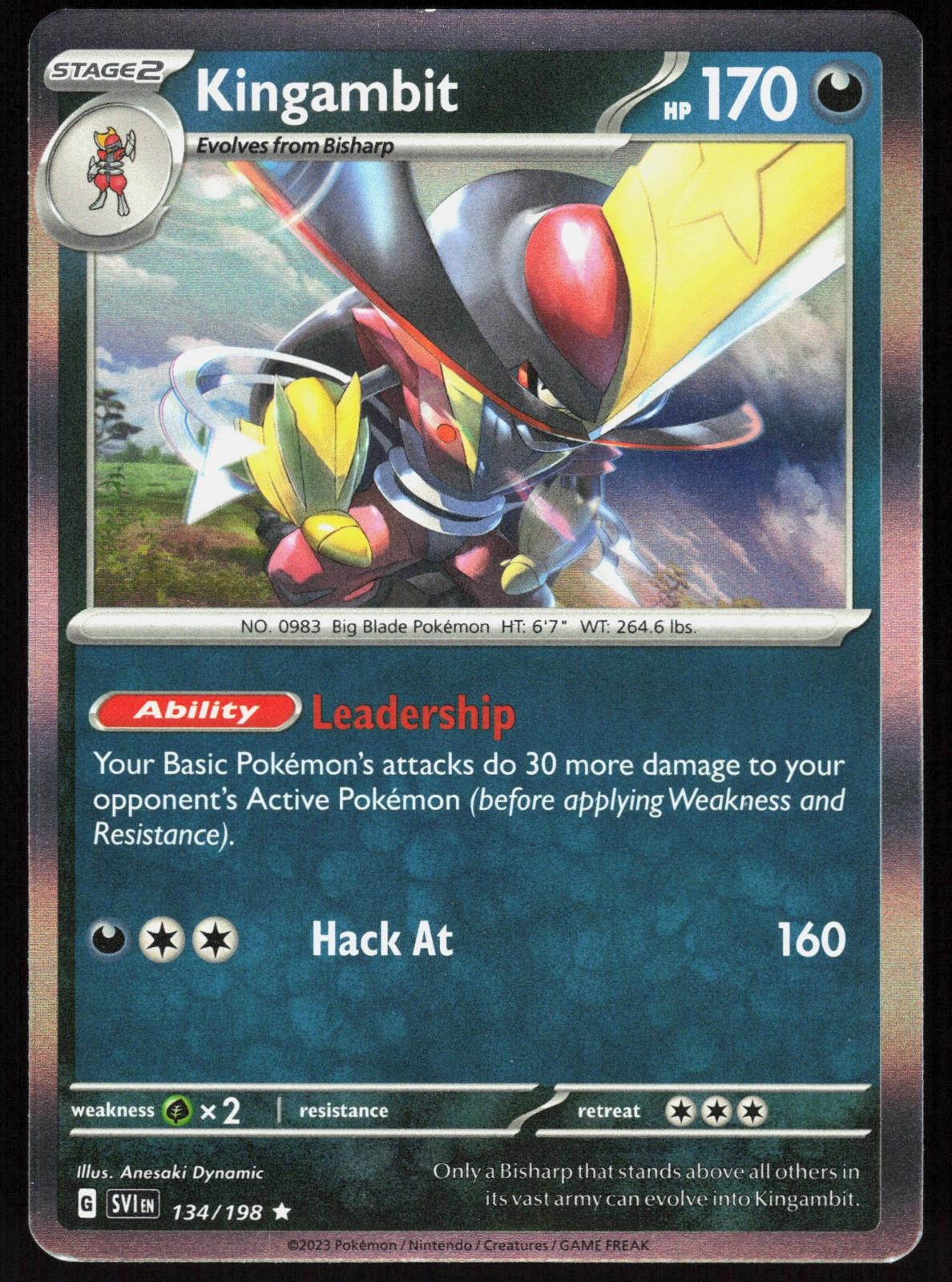 Kingambit 134/198 Rare Scarlet & Violet Pokemon Holo Near Mint