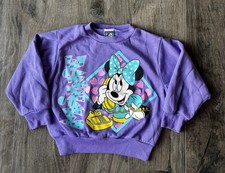 VTG 90s Disney Mickeys Stuff For Kids Minnie Mouse Purple 4T Crewneck Sweatshirt