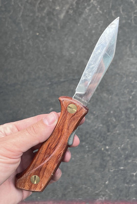 EKA Swede 60 Folding Knife w/ Wood Handle Patent Pending Sweden 3.5'' Blade