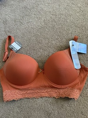 Daisy Fuentes 38DD Orange Lace T-Shirt Bra Underwire Padded Adjustable