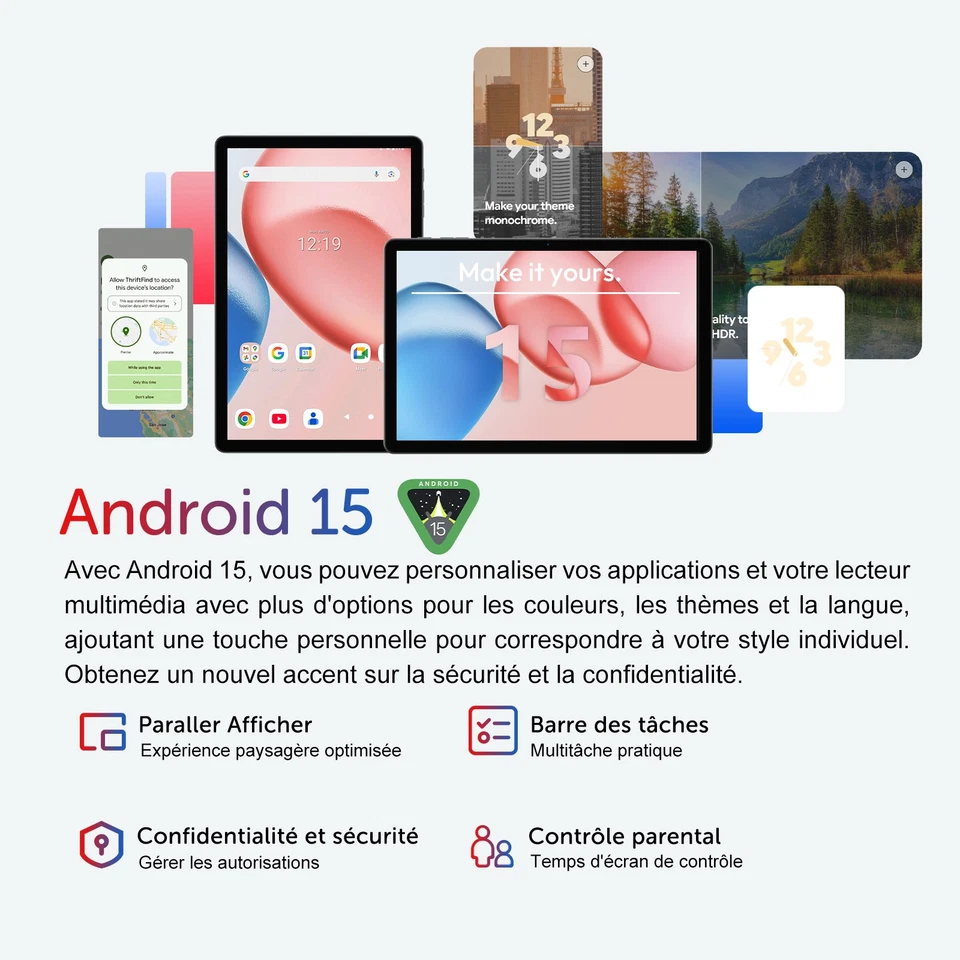 Nouvelle Tablette Android 15 16Go+256Go(1To TF) 8000mAh 11 pouce 13MP 8Core WlFl - Photo 3/4