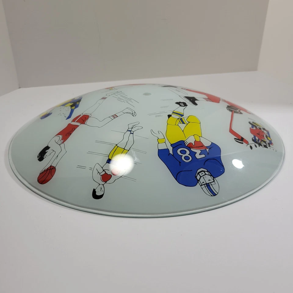 MCM Sports Theme Glass Light Shade Ceiling 15" Diameter Cool Vintage 1960's - Image 3 of 4
