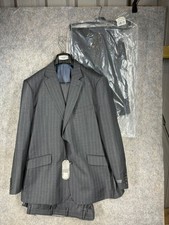 Samuel Windsor Suit Mens Size 46R Grey Wool Pinstripe 2 Piece - Extra Trousers