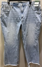 New Terra Sky Light Wash High Rise Raw Edge Hem Flare Jean. Plus Size 22W. Cute 