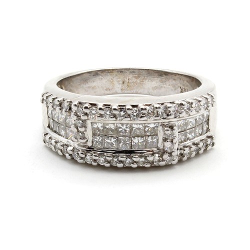 14k White Gold 1.20cttw Diamond Invisible Set Band