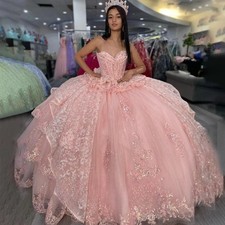 Classic BallGown Quinceanera Dress for Girl Strapless LaceAppliques Tiered Tulle