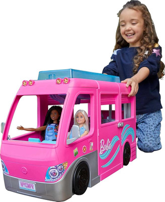 Camper Playset, Dreamcamper Toy Vehicle with 60 Doll-Sized Accessories Including