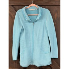 Soft Surroundings Sweater Full Zip Jacket Corcovado Teal Cardigan Size Small