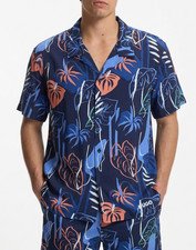 HUGO BOSS RELAXED FIT Beach Button-Up Camp mens SHIRT MEDIUM
