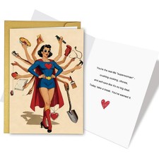 Funny Mother's Day Card for Super Mom, Happy Mothers Day Card for Mom Wife, Hum.