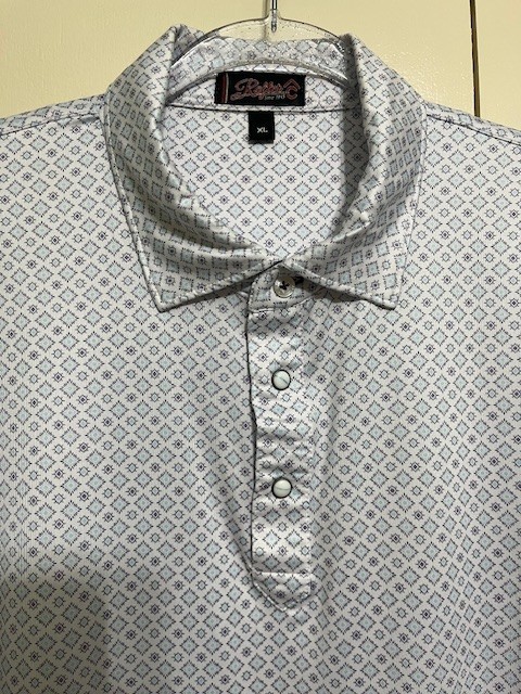 Rafter C Men' XL Blue'sh Polo Shirt Western Pearl Snap Performance Short Sleeve